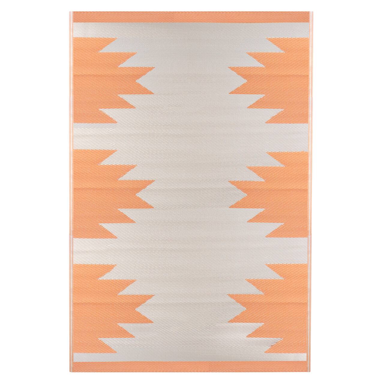 Orange & Beige Aztec Print Outdoor Area Rug, 4ft. x 6ft.